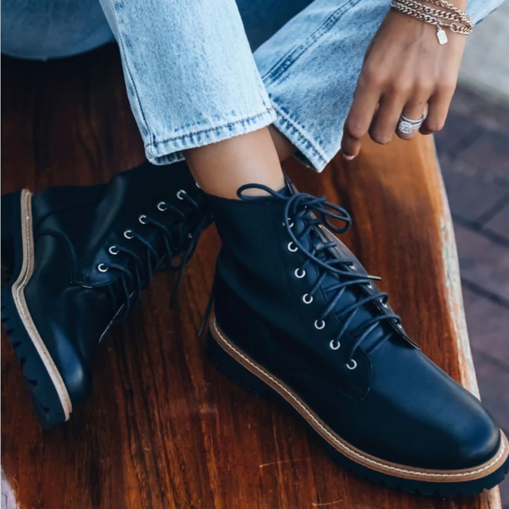 Brycen Faux Leather Lace Up Boots